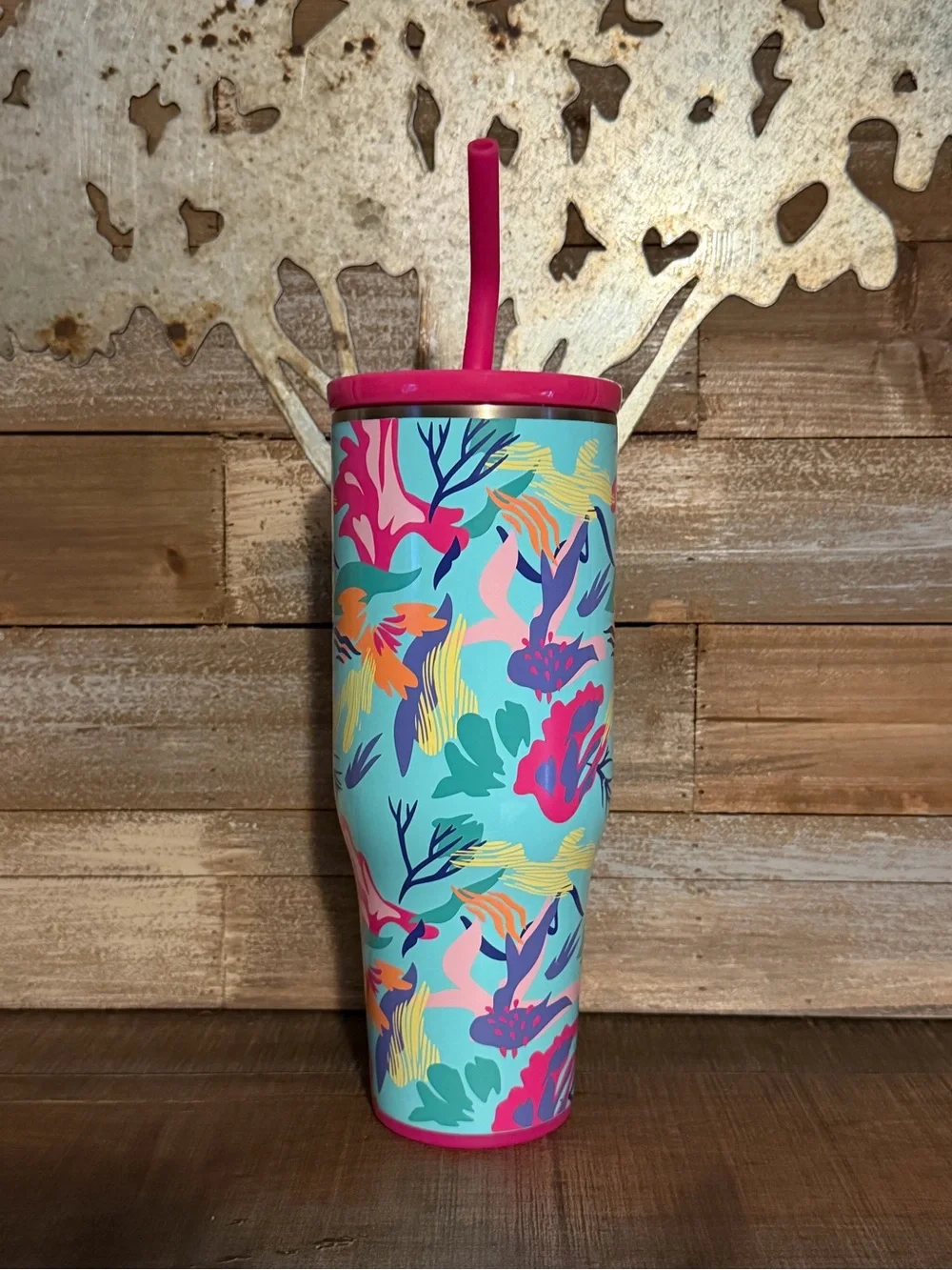Swig Life Insulated Stainless Steel Mega Mug 40 oz with Floral Design